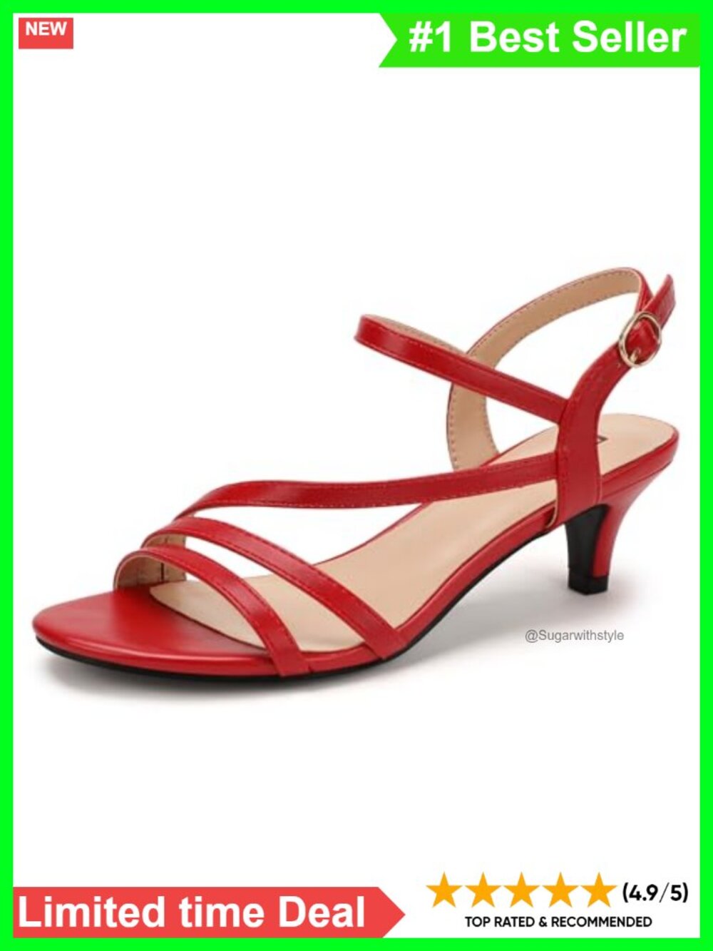 Women's Strappy Kitten Heel Sandals 2 Inch Open Toe Slingback Heels